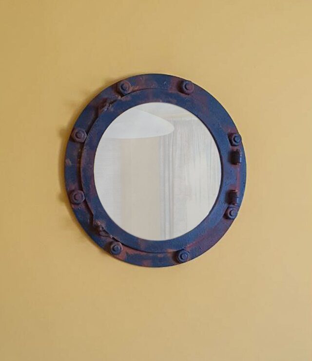 Круглое настенное зеркало в морском стиле 80см